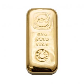 10oz ABC Cast Gold Bar 9999 Purity